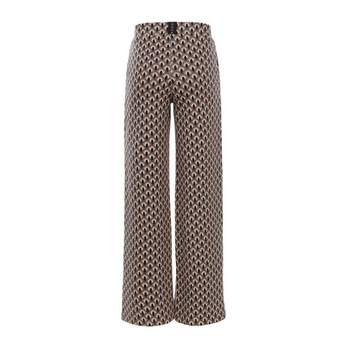 LOOXS 10sixteen loose fit broek met all over print beige zwart Meisjes Stretchkatoen 140