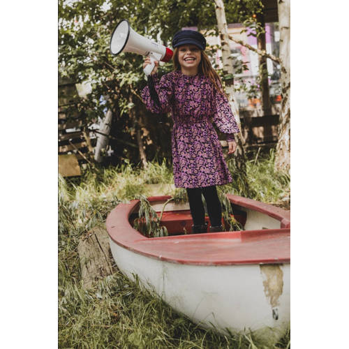LOOXS little jurk met all over print paars Meisjes Viscose Ronde hals All over print 128