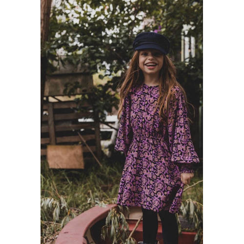 LOOXS little jurk met all over print paars Meisjes Viscose Ronde hals All over print 128