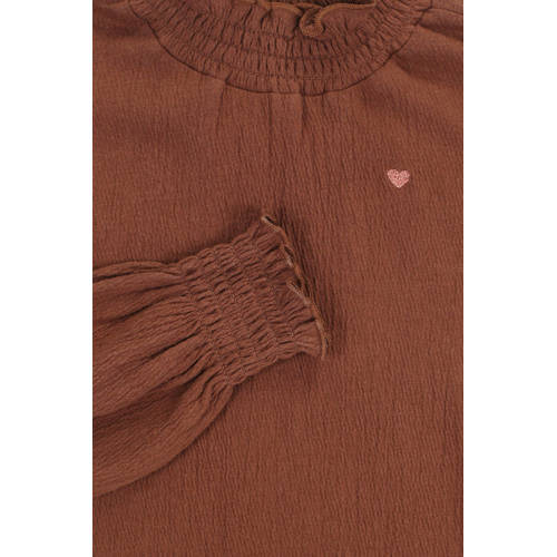 LOOXS little longsleeve bruin Meisjes Katoen Opstaande kraag Effen 134