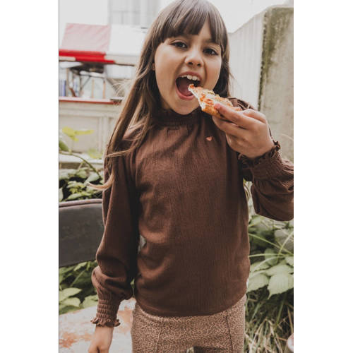 LOOXS little longsleeve bruin Meisjes Katoen Opstaande kraag Effen 134
