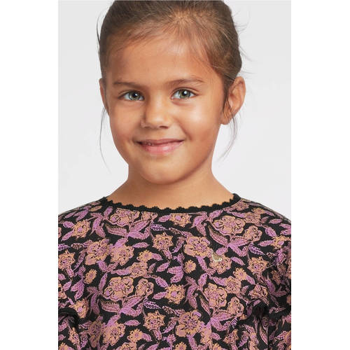 LOOXS little blouse met all over print paars Meisjes Viscose Ronde hals 134