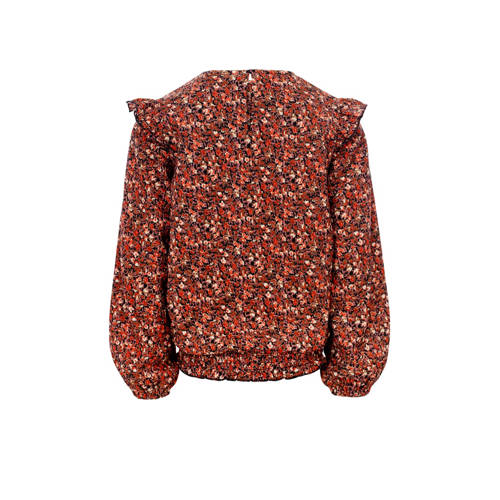 LOOXS little gebloemde top oranje Meisjes Polyester Ronde hals Bloemen 134