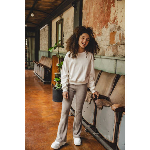LOOXS 10sixteen corduroy flared broek greige Grijs Effen 158