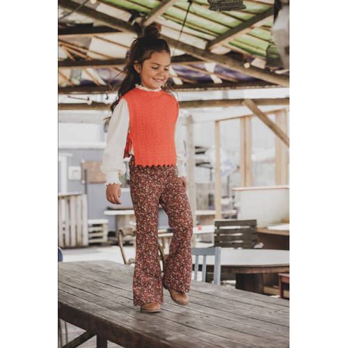 LOOXS little gebloemde flared broek oranje Meisjes Polyester Bloemen 122