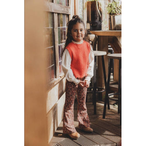 LOOXS little gebloemde flared broek oranje Meisjes Polyester Bloemen 122