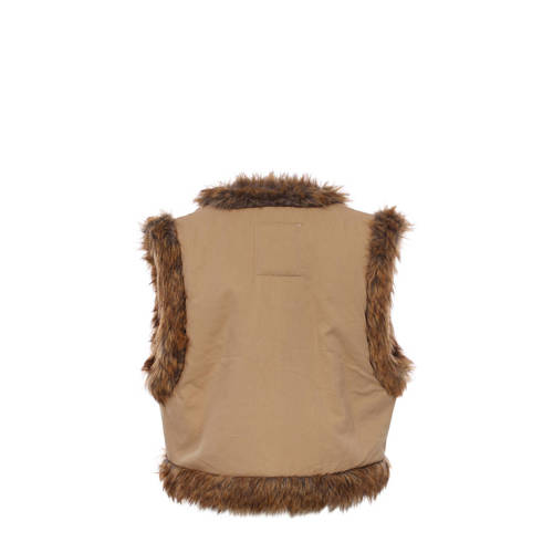 LOOXS little imitatiebont gilet met printopdruk bruin Printopdruk 104 110