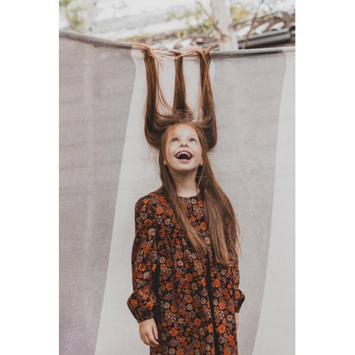 LOOXS little gebloemde corduroy overgooier oranje Jurk Bloemen 116