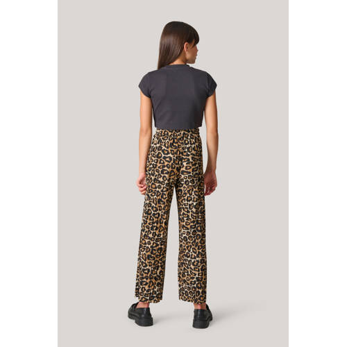 Shoeby high waist loose fit broek met dierenprint bruin Meisjes Polyester 170 176