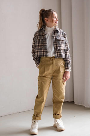 coated tapered fit cargobroek Fien kaki