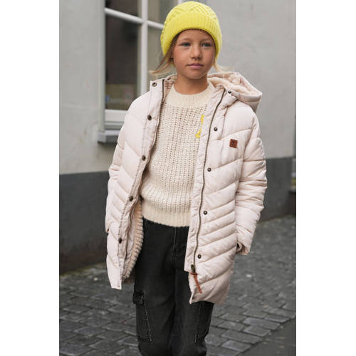 Like Flo quilted gewatteerde winterjas Alina lichtbeige Ecru Meisjes Polyamide Capuchon 146 152