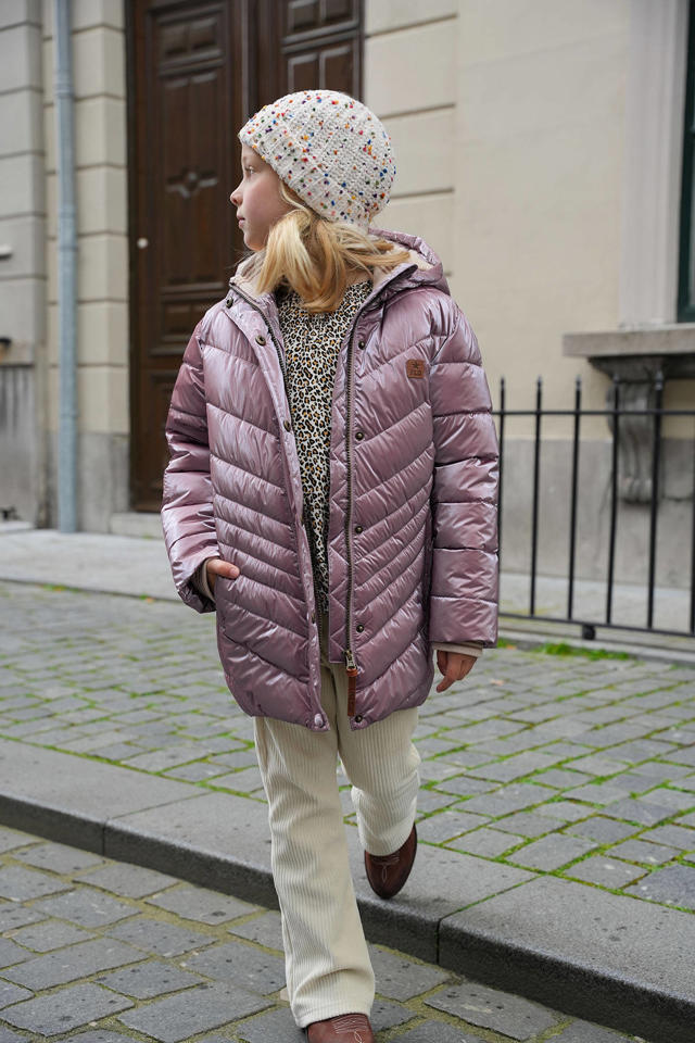 FEOYA Winterjas voor meisjes, lang, kinderjas, puffer, teddy, tienerjas met kelcapuchon, gevoerd, babywinterjas, fleece, outdoor, donsjack, warm, sneeuw, dik, waterdicht, 3-8 jaar, 110-140 cm, roze, 7