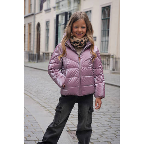 Like Flo quilted gewatteerde winterjas Ashley metallic warm roze Meisjes Polyamide Capuchon 134 140
