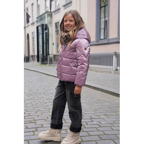 Like Flo quilted gewatteerde winterjas Ashley metallic warm roze Meisjes Polyamide Capuchon 134 140