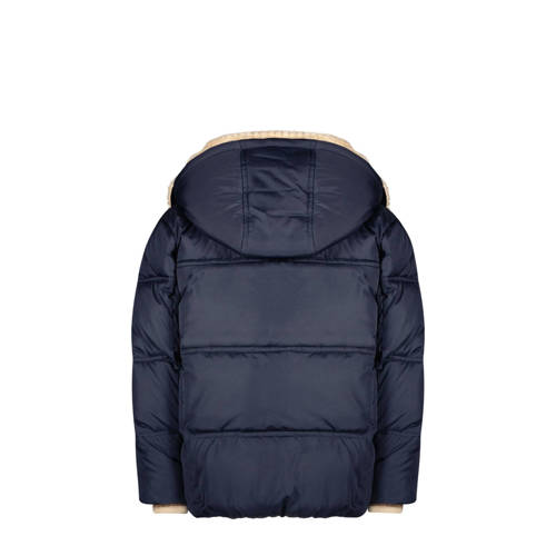 Like Flo quilted gewatteerde winterjas Amaya donkerblauw beige Meisjes Polyester Capuchon 158 164
