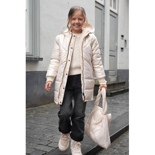 Like Flo reversible gewatteerde winterjas Ariana goud metallic beige Meisjes Polyester Capuchon 110