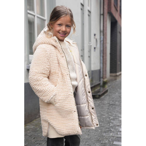 Like Flo reversible gewatteerde winterjas Ariana goud metallic beige Meisjes Polyester Capuchon 110