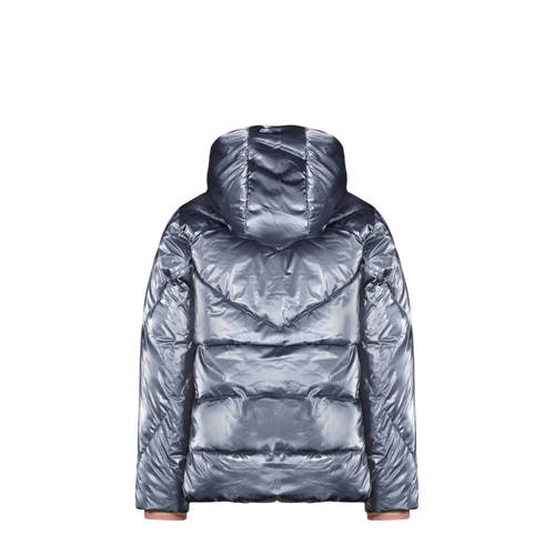 Like Flo quilted gewatteerde winterjas Ashley donkerblauw metallic Meisjes Polyamide Capuchon 122 128
