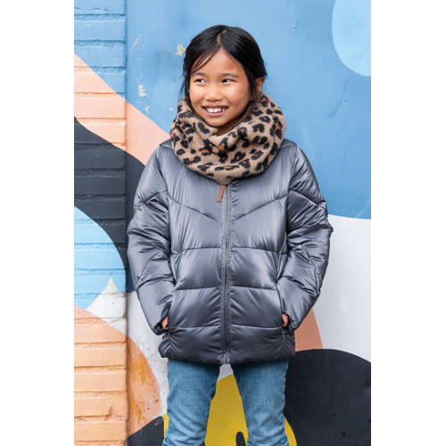 Like Flo quilted gewatteerde winterjas Ashley donkerblauw metallic Meisjes Polyamide Capuchon 122 128