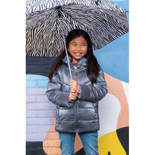 Like Flo quilted gewatteerde winterjas Ashley donkerblauw metallic Meisjes Polyamide Capuchon 122 128