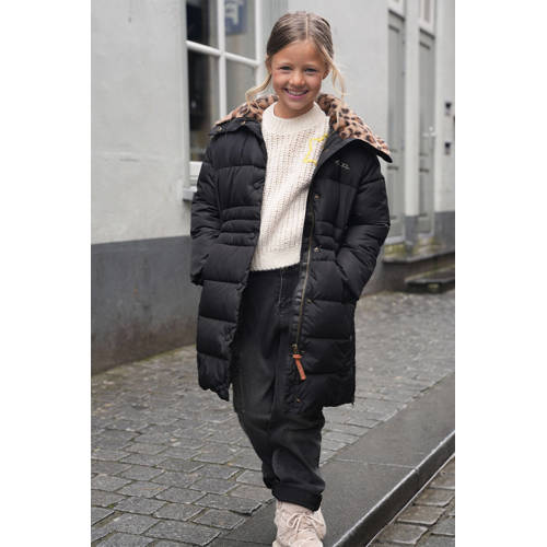 Like Flo quilted gewatteerde winterjas Abby antraciet Grijs Meisjes Polyester Capuchon 104