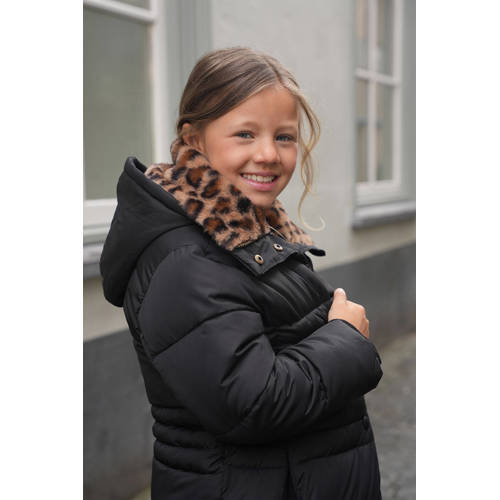 Like Flo quilted gewatteerde winterjas Abby antraciet Grijs Meisjes Polyester Capuchon 104