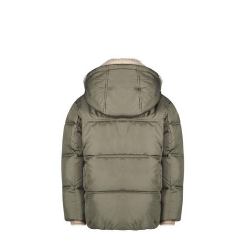 Like Flo quilted gewatteerde winterjas Amaya armygroen beige Meisjes Polyester Capuchon 110