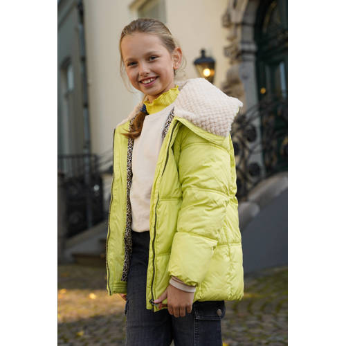 Like Flo quilted gewatteerde winterjas Amaya felgeel beige Meisjes Polyester Capuchon 116