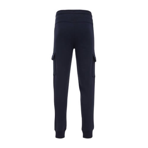 WE Fashion slim fit cargobroek donkerblauw Jongens Sweat Effen 140