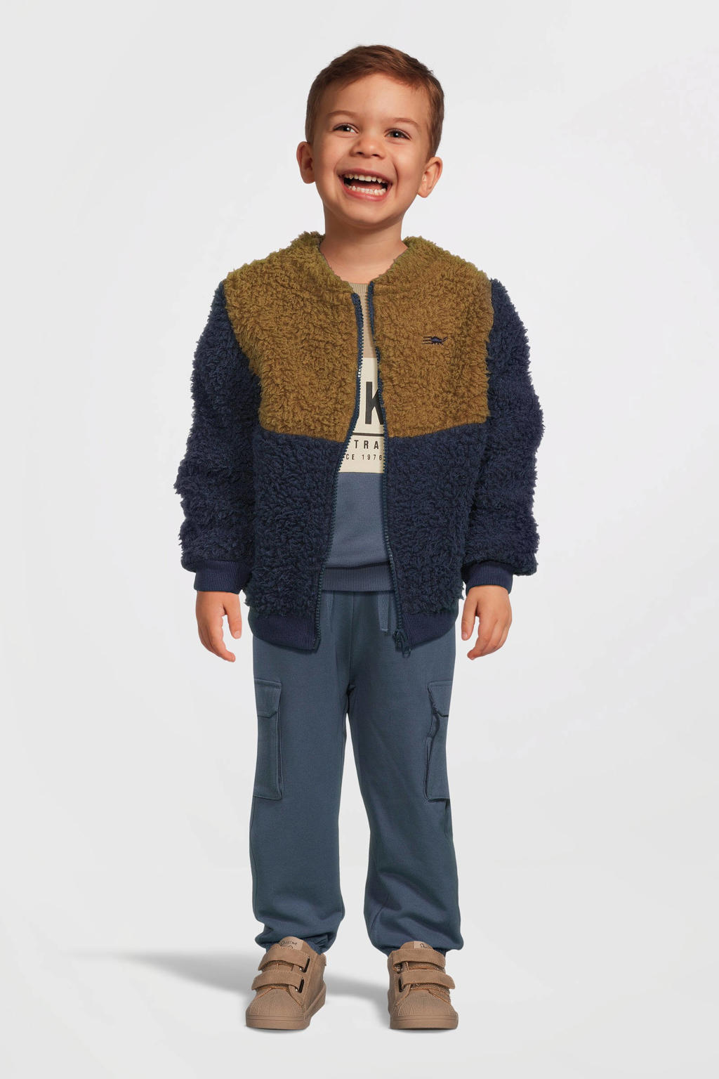 4PRESIDENT Rex teddy tussenjas bruin/blauw