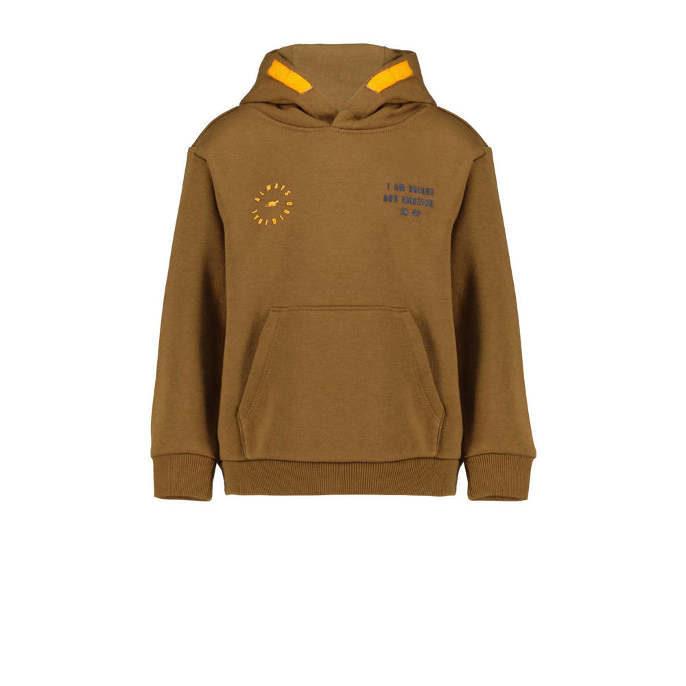 Bruine jongens 4PRESIDENT Riley hoodie van polyester met effen, lange mouwen en capuchon