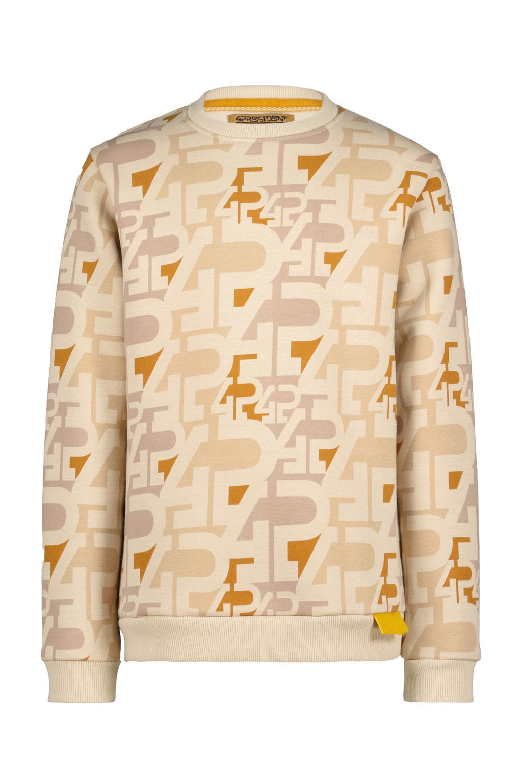 Beige jongens 4PRESIDENT Mars sweater van polyester met lange mouwen en ronde hals