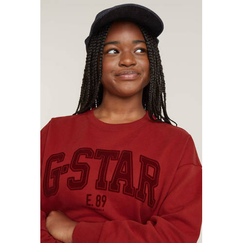 G-Star Raw sweater ub rood Meisjes Katoen Ronde hals Effen 164