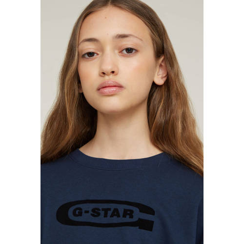 G-Star Raw sweater ub donkerblauw zwart Meisjes Katoen Ronde hals 176