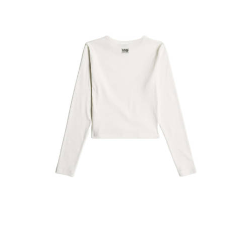 G-Star Raw T-shirt t-shirt l\s slim crop ecru Meisjes Stretchkatoen Ronde hals 152
