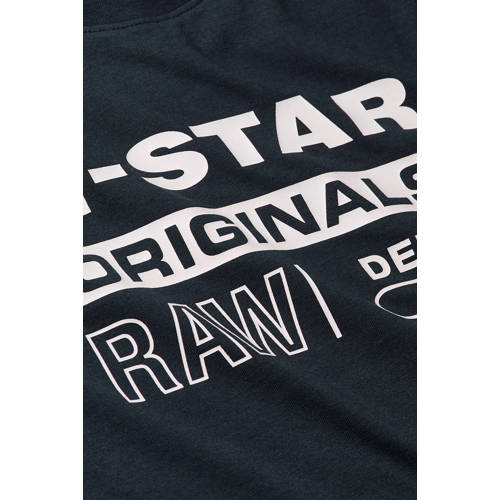G-Star Raw longsleeve t-shirt l\s regular donkerblauw wit Jongens Katoen Ronde hals 128