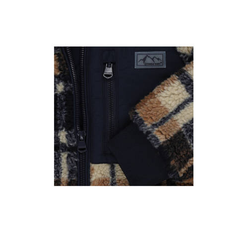 Tumble 'n Dry geruite teddy jas Stuttgart donkerblauw beige bruin Multi 110