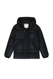 thumbnail: Zwarte jongens Tumble 'n Dry geruite gewatteerde winterjas Hamburg van polyester met lange mouwen en rits- en drukknoopsluiting