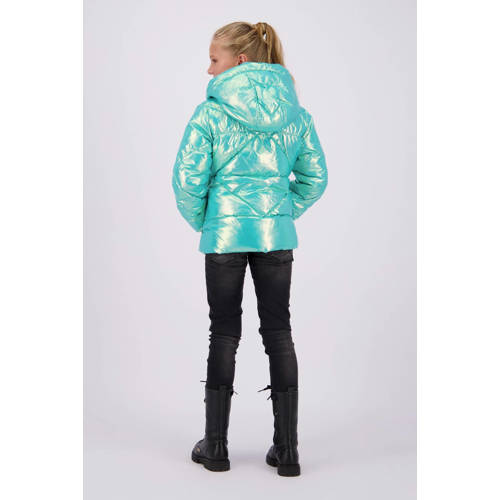 VINGINO gewatteerde winterjas Teila turquoise metallic Blauw Meisjes Polyester Capuchon 164