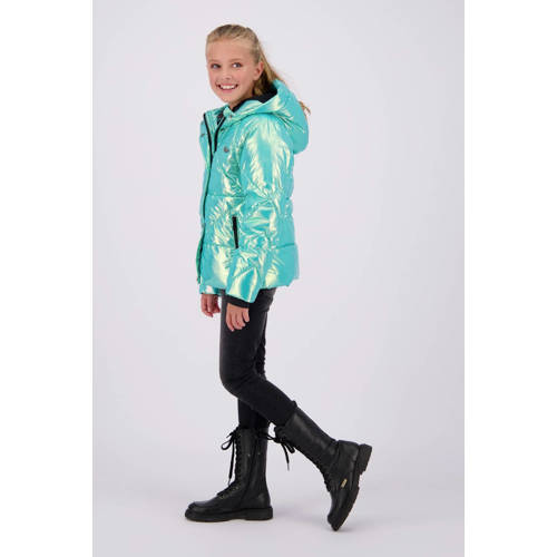 VINGINO gewatteerde winterjas Teila turquoise metallic Blauw Meisjes Polyester Capuchon 164