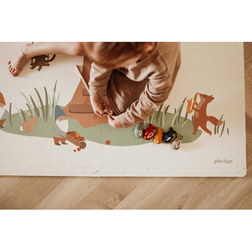 Play&Go EEVAA 3-in-1 omkeerbare puzzel speelmat speelhuis en opbergdoos Treehouse (120x180cm 6 tegels) Speelkleed