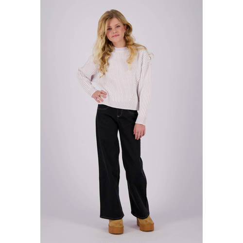 VINGINO high waist wide leg jeans Bellini black denim Zwart Meisjes Stretchdenim 110