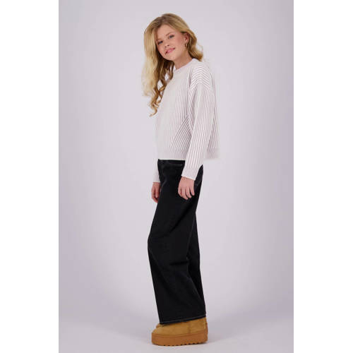 VINGINO high waist wide leg jeans Bellini black denim Zwart Meisjes Stretchdenim 110