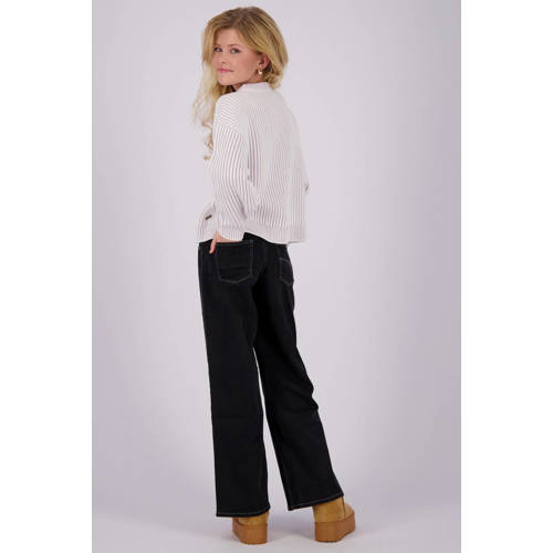 VINGINO high waist wide leg jeans Bellini black denim Zwart Meisjes Stretchdenim 110