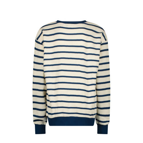VINGINO gestreepte sweater Nemo ecru donkerblauw Jongens Katoen Ronde hals 140