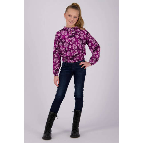 VINGINO high waist skinny jeans Amia deep dark Blauw Meisjes Denim Effen 146