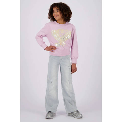 VINGINO sweater Nydra met printopdruk lichtroze Printopdruk 104
