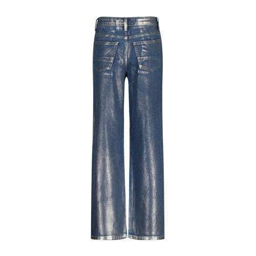 VINGINO high waist wide leg jeans Cato Metallic denim Blauw Effen 170