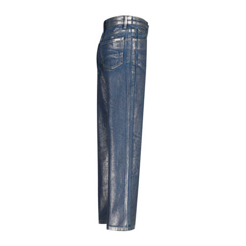 VINGINO high waist wide leg jeans Cato Metallic denim Blauw Effen 170