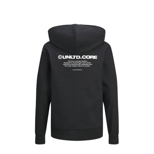 jack & jones JUNIOR hoodie JCOAERO met tekst zwart Sweater Tekst 164